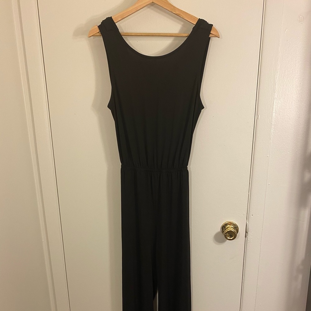 Medium open/cross back black romper